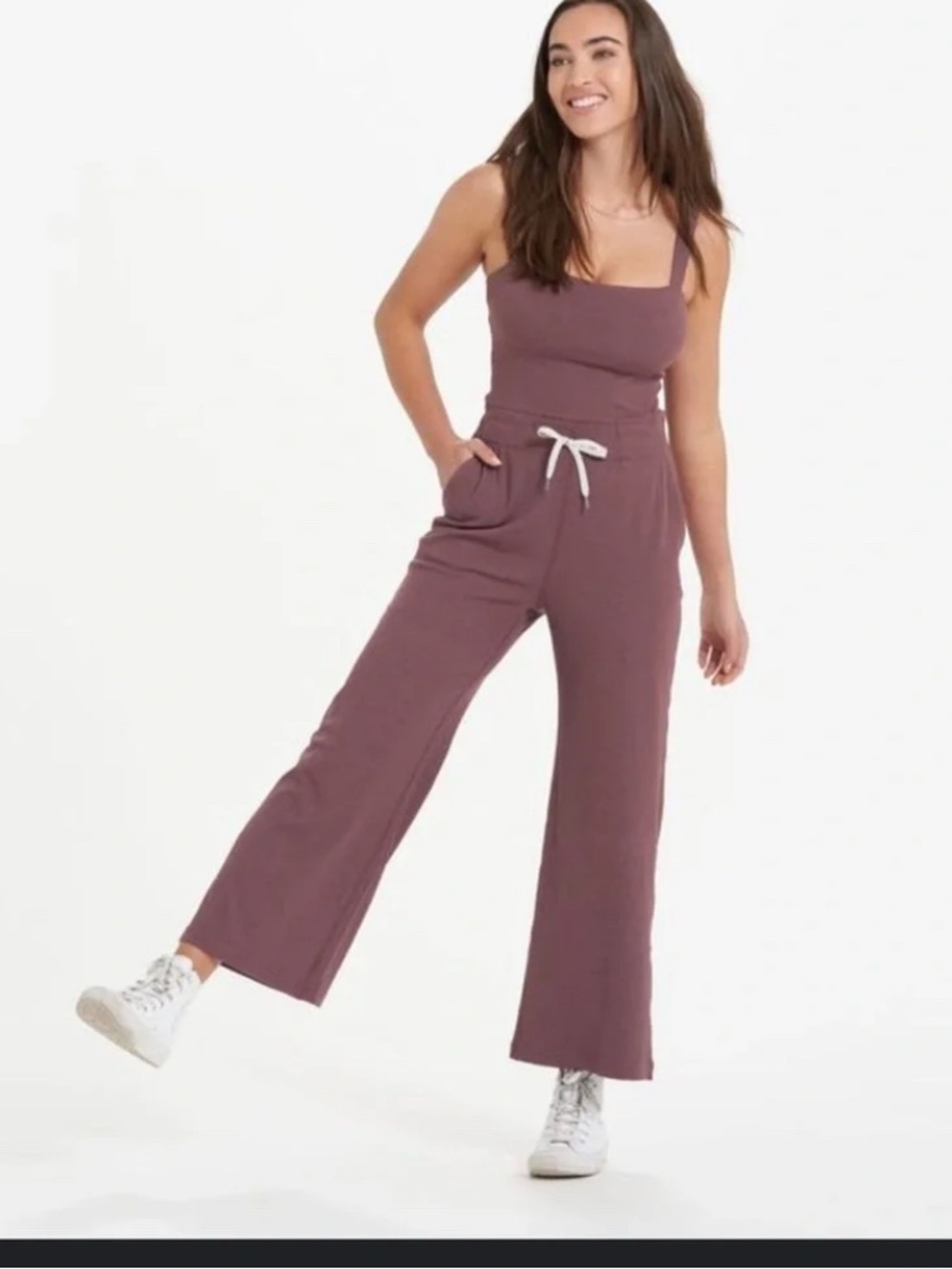 Vuori Mudra Pose Jumpsuit Mauve Wide Leg Sleeveless Size L
